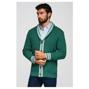 Cardigan cu nasturi si model torsade - Verde imagine