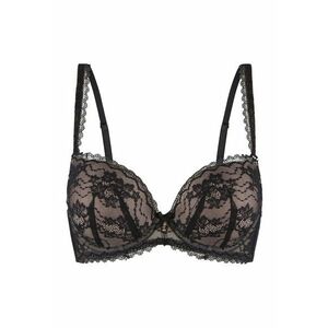 Sutien push-up cu insertii de dantela - Negru imagine