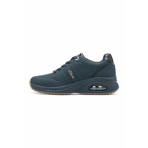 Pantofi sport wedge de piele ecologica - Albastru inchis imagine