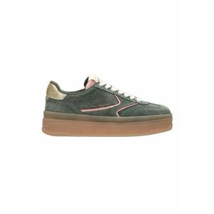 Pantofi sport de piele si piele intoarsa - Auriu/Kaki imagine
