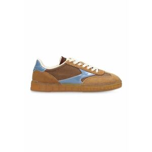 Pantofi sport cu talpa plata si garnituri de piele intoarsa - Albastru lavanda/Caramel imagine