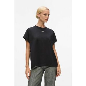Tricou din bumbac organic cu decolteu la baza gatului - Negru imagine