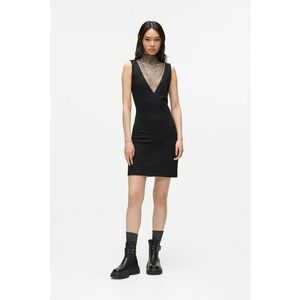 Rochie mini cu insertie din plasa - Negru imagine