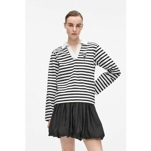 Bluza lejera din bumbac organic cu model in dungi - Alb/Negru imagine