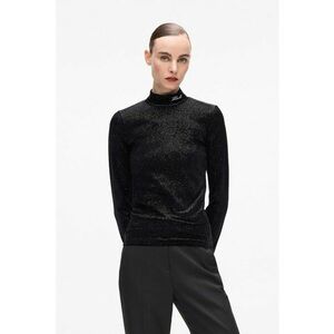 Bluza stralucitoare cu guler - Negru imagine