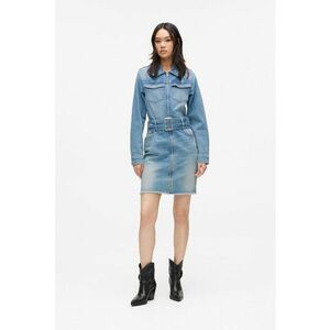Rochie cambrata din denim cu o curea in talie - Albastru pastel imagine