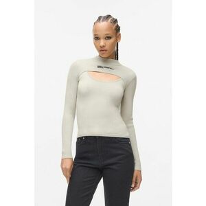 Pulover slim fit cu decupaj - Alb fildes imagine