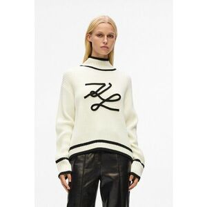 Pulover din amestec de lana cu monograma - Negru/Crem imagine
