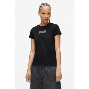 Tricou slim fit din bumbac organic cu logo reflectorizant - Negru imagine