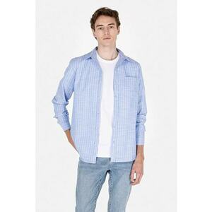 Camasa barbateasca albastra regular fit - bumbac - BLUE imagine