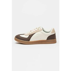Pantofi sport colorblock de piele ecologica - Alb/Maro inchis imagine