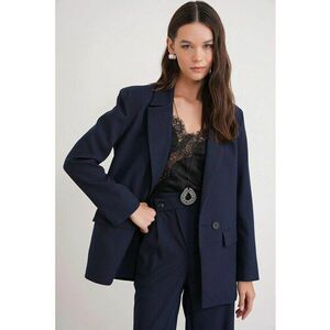 Sacou dama - maneca lunga - albastru marin - textil imagine