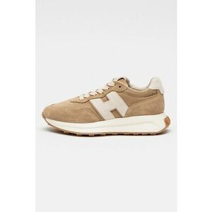 Pantofi sport din piele intoarsa cu talpa aderenta - Maro taupe/Bej deschis imagine
