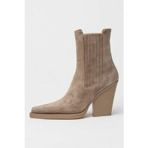 Botine cowboy din piele intoarsa Dallas - Maro taupe imagine