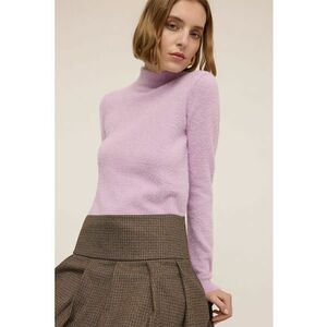 Pulover uni cu guler inalt - Lila imagine