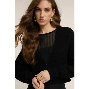 Pulover crop cu croiala lejera - Negru imagine