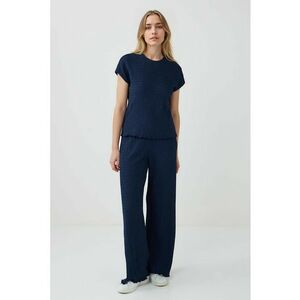 Pantaloni texturati cu croiala ampla - Bleumarin imagine