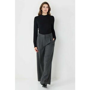 Pantaloni cu croiala ampla si talie inalta - Gri antracit imagine