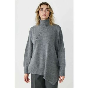 Pulover tricotat asimetric - Gri deschis melange imagine