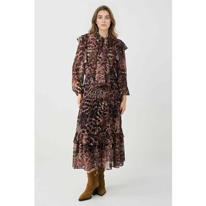 Rochie midi cu animal print - Maro inchis/Maro inchis imagine