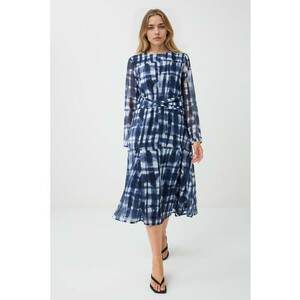 Rochie evazata cu imprimeu grafic - Alb/Bleumarin imagine