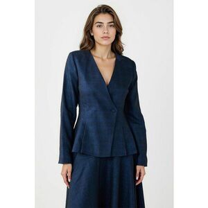 Sacou cu peplum si nasture - Bleumarin imagine