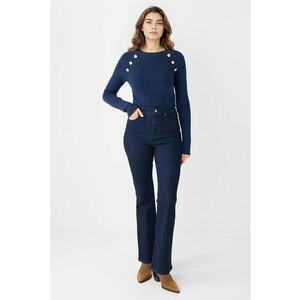 Pantaloni bootcut cu talie inalta - Albastru ultramarin imagine