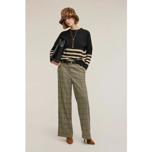 Pantaloni cu croiala ampla si model in carouri - Negru/Kaki imagine