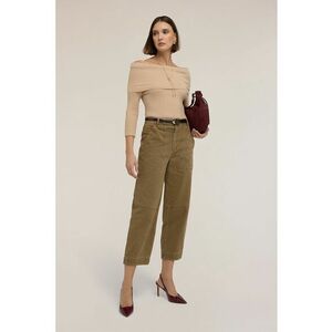 Pulover slim fit cu decolteu pe umeri - Bej imagine