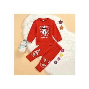 Pijama Model AL 21733 Snowman - Unisex - 9-12 - Rosu - 74-80 - Rosu imagine