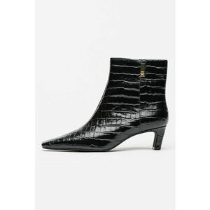Botine din piele lacuita cu aspect de piele de crocodil - Negru imagine