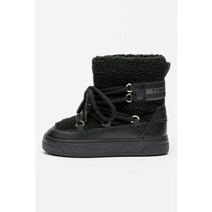 Ghete pull-on din blana shearling sintetica cu garnituri din piele ecologica - Negru imagine