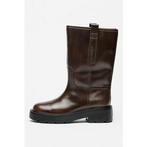 Cizne mid-calf din piele cu logo - Maro cognac imagine