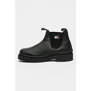 Ghete Chelsea din piele cu logo - Negru imagine