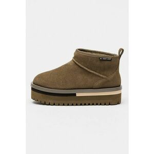 Ghete slip-on flatform din piele intoarsa - Gri inchis imagine