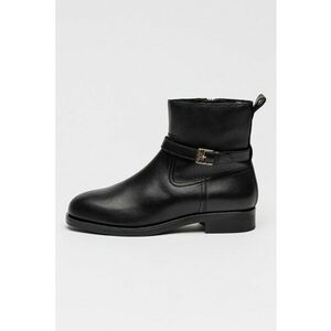 Ghete din piele cu bareta cu catarana decorativa - Negru imagine