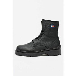 Bocanci din piele cu logo - Negru imagine