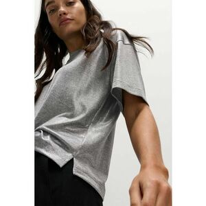 Tricou lejer cu aspect stralucitor - Gri melange imagine