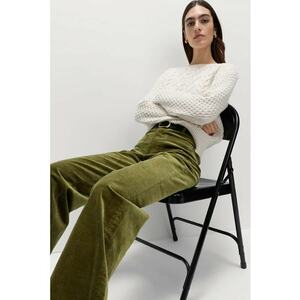 Pantaloni din reiat cu croiala ampla - Verde masliniu imagine