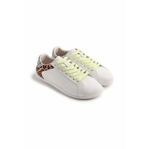 Pantofi sport low-cut din piele - Alb/Maro imagine