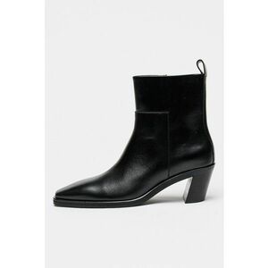 Botine din piele cu fermoar - Negru imagine