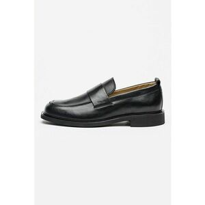Pantofi loafer din piele cu model uni - Negru imagine