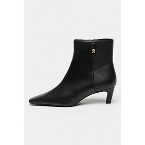 Botine din piele cu varf patrat - Negru imagine