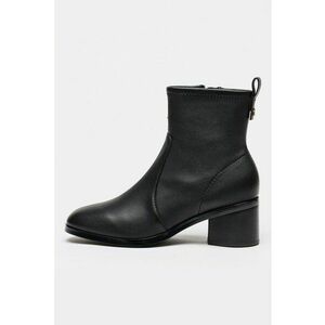 Botine din piele cu fermoar si toc - Negru imagine