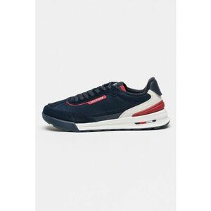 Pantofi sport low-cut cu garnituri din piele intoarsa - Bleumarin imagine