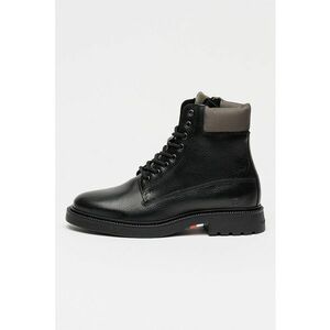Ghete din piele si material textil - Negru imagine
