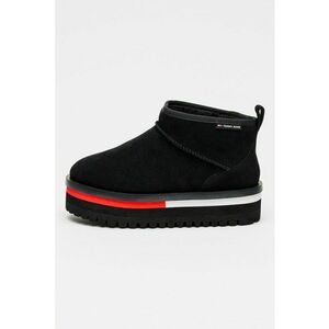 Ghete slip-on flatform din piele intoarsa - Negru imagine