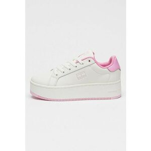 Pantofi sport flatform din piele - Alb/Roz imagine