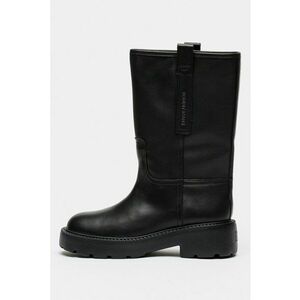 Cizne mid-calf din piele cu logo - Negru imagine