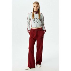 Bluza de trening crop cu imprimeu text - Rosu/Gri deschis imagine